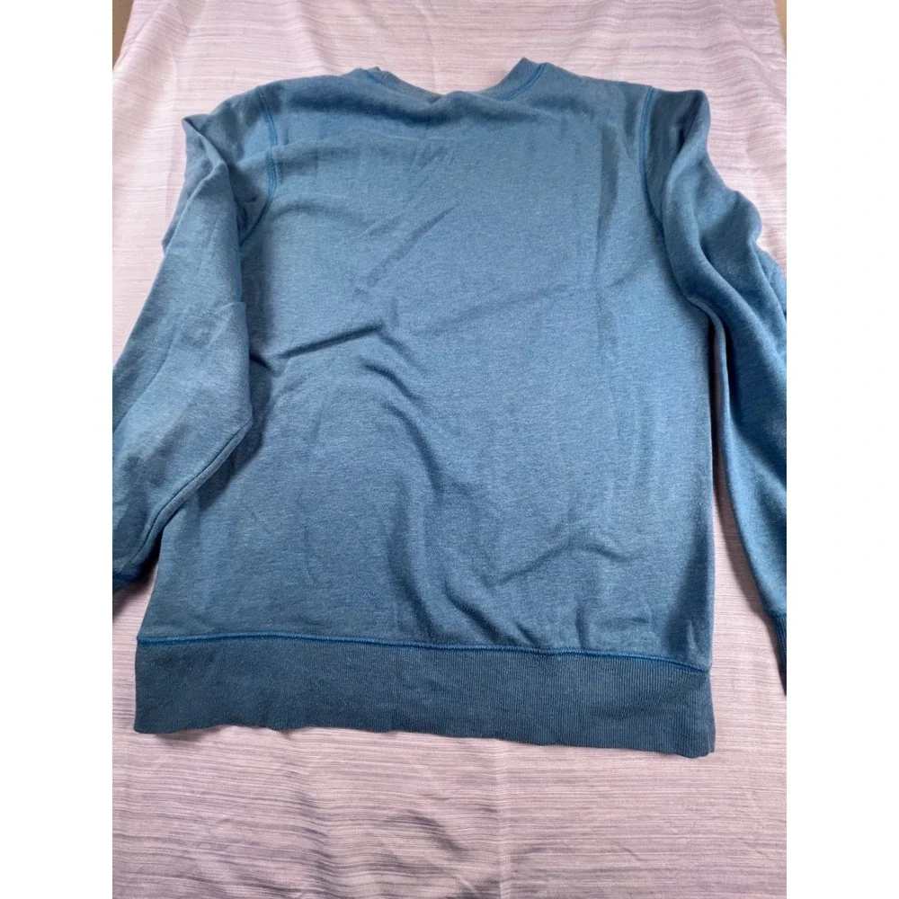 The North Face Mens Medium Heather Blue Crewneck Sweatshirt Pullover Patch Logo
